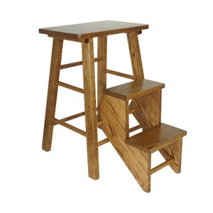 DutchCrafters Solid Oak Hard Wood Folding Step Stool Ladder, Medium Walnut Stain - Amish Handmade in America