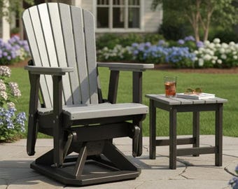 DutchCrafters  Fan Back Adirondack Swivel Glider Poly Patio Chair - Choose Your Color - Amish Made in USA