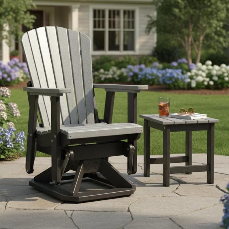 DutchCrafters Fan Back Adirondack Swivel Glider Patio Chair