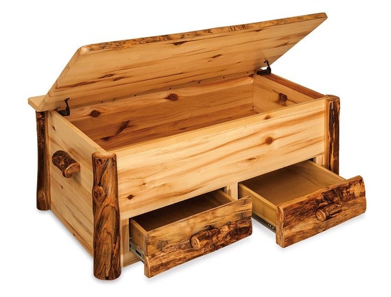 Rustic Pine Hope Chest With Drawers Etsy