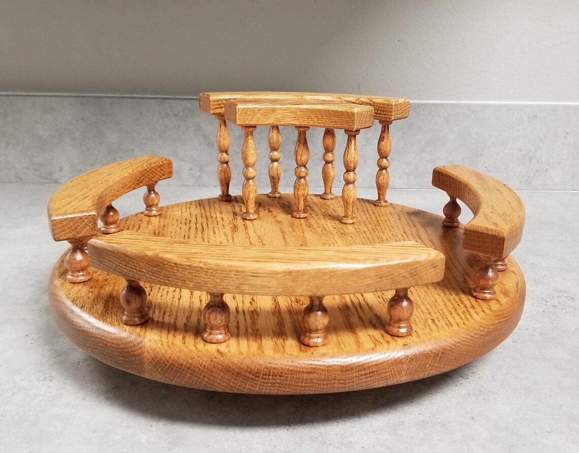 Lazy Susan with Napkin Holder 12 Oak Etsy