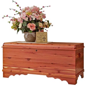 46&quot; Large Cedar Wood Hope Chest with Waterfall Edge, Locking Storage Trunk for Blankets - Made from Red Aromatic Cedar - Amish Made in USA