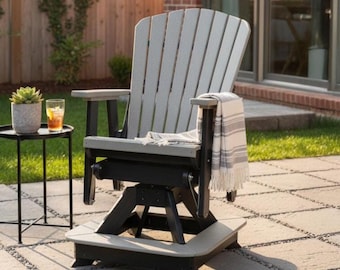 DutchCrafters Fan Back Balcony Adirondack Swivel Glider Poly Patio Chair with Footrest - Choose Your Color - Amish Made in USA