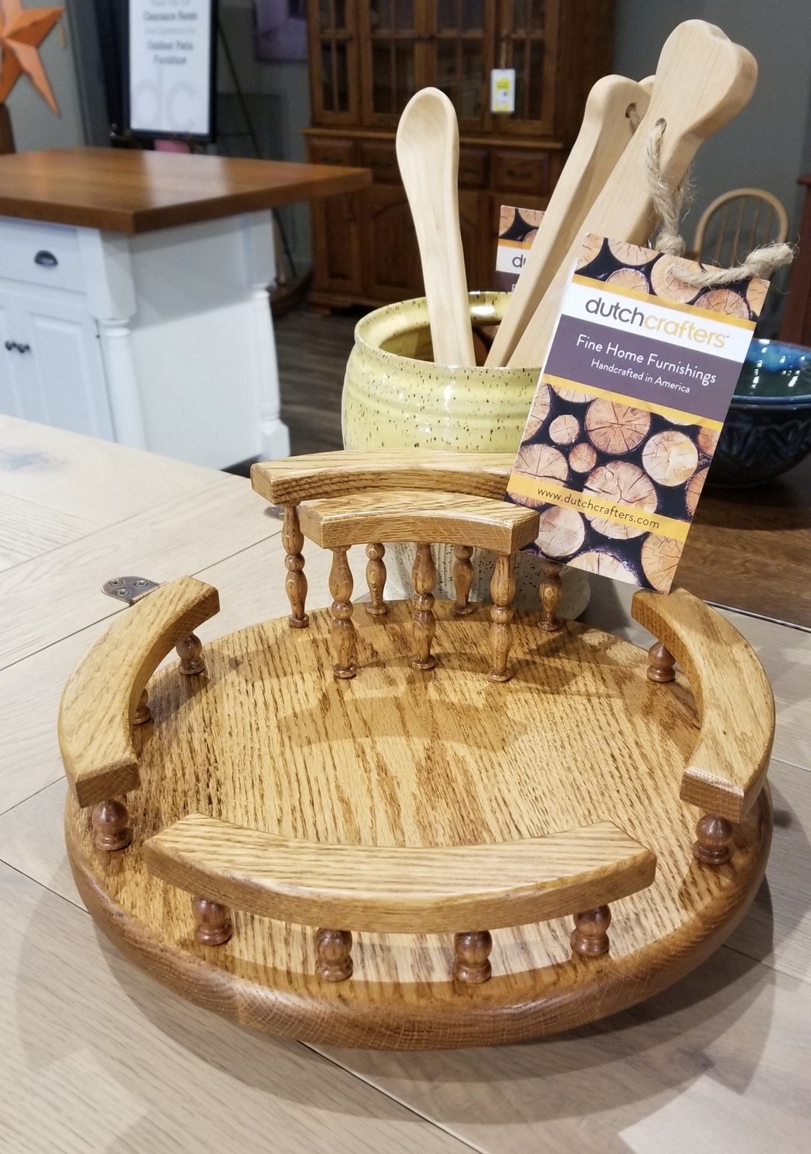 Lazy Susan with Napkin Holder 12 Oak Etsy