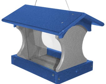 Small Hanging Hopper Bird Feeder - Made from Recycled Plastic Poly Lumber - Amish Handmade in USA
