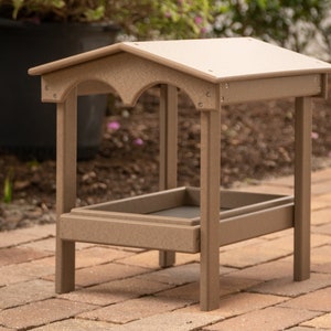 Large Covered Platform Ground Bird Feeder with Removable Seed Tray - Made from Recycled Plastic Poly Lumber - Amish Handmade in USA