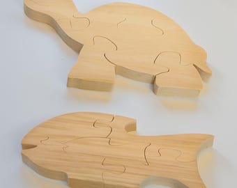 Wooden Animal Shape Kids Jigsaw Puzzle with Child Safe Finish - Choose Your Animal - Amish Made in USA