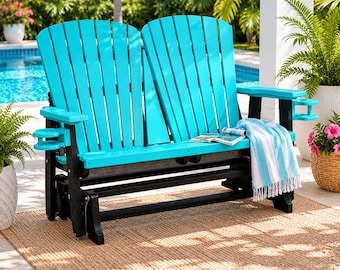 DutchCrafters Fan Back 4ft Glider, Poly Outdoor Glider Bench  - Choose Your Color - Amish Made in USA