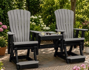 DutchCrafters Comfy Balcony Glider Combo, Poly Patio Chairs with Center Table - Choose Your Color - Amish Made in USA