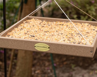 Large Open Platform Bird Feeder Seed Tray, Hanging - Made from Recycled Plastic Poly Lumber - Amish Handmade in USA