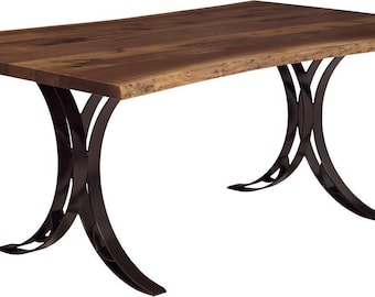 Amish Live Edge Dining Table | Solid Wood, Metal Base (84" Length)