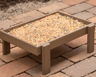 Open Platform Ground Bird Feeder Seed Tray with Reinforcement - Made from Recycled Plastic Poly Lumber - Amish Handmade in USA