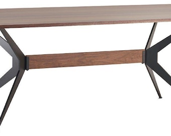Amish Handcrafted 78" Solid Wood Dining Table | Brown Maple, Steel Base