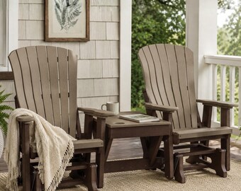 DutchCrafters Comfy Glider Combo, Poly Patio Chairs with Center Table - Choose Your Color - Amish Made in USA