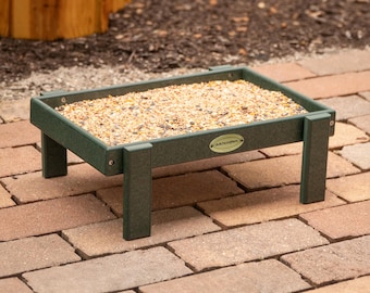 Open Platform Ground Bird Feeder Seed Tray - Made from Recycled Plastic Poly Lumber - Amish Handmade in USA