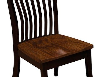 Amish Fan Back Dining Chair | Grey Elm Seat, Brown Maple Frame