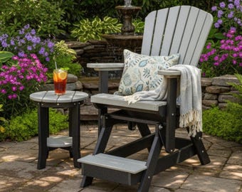 DutchCrafters  Fan Back Balcony Adirondack Glider Poly Patio Chair with Footrest - Choose Your Color - Amish Made in USA
