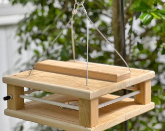 Large Gilbertson Covered Mealworm Bird Feeder for Bluebirds, Hanging - Made from Cedar Wood - Amish Handmade in USA