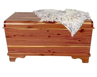 41" Medium Amish Aromatic Red Cedar Hope Chest with Waterfall Edge, Storage Trunk with Lock for Blankets and Keepsakes - Made in America