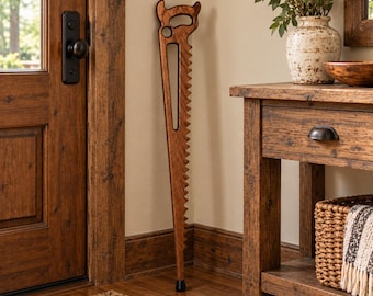 Amish Made Hand Saw Oak Walking Cane | Handcrafted in USA