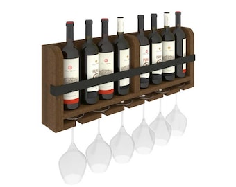 Amish Wall Mounted Wine Rack, Solid Wood Wine Bottle Holder, Brown Maple Decor
