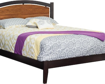 Amish Arched Panel Bed | Queen or King Solid Wood Bed Frame | Elm & Brown Maple