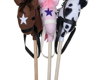 DutchCrafters Pine Wood Riding Stick Horse with Bridle - Amish Made in USA
