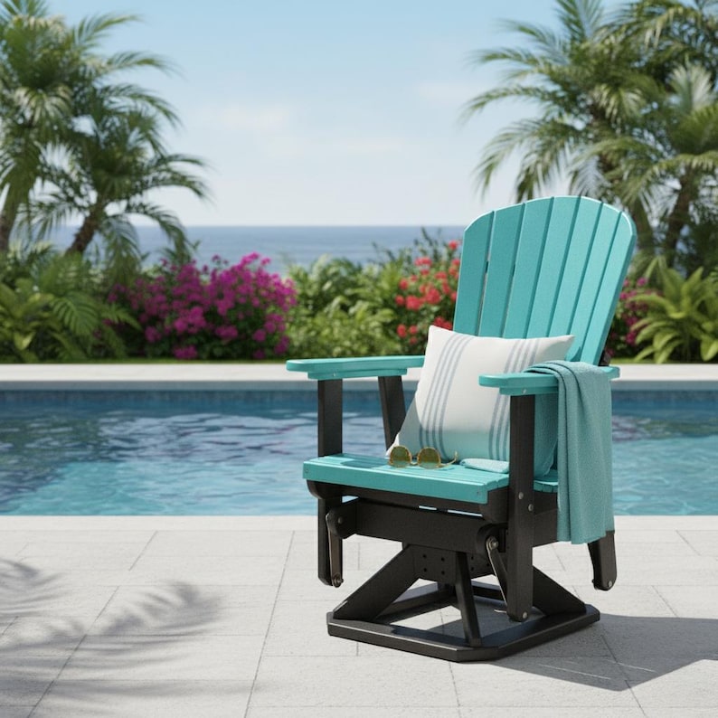 DutchCrafters Fan Back Adirondack Swivel Glider Patio Chair - Thumbnail 4