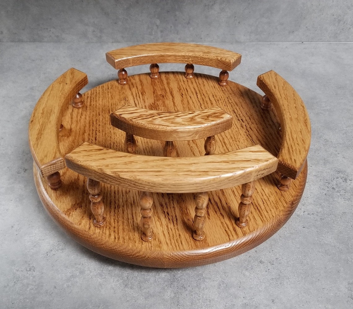 Lazy Susan with Napkin Holder 12 Oak Etsy