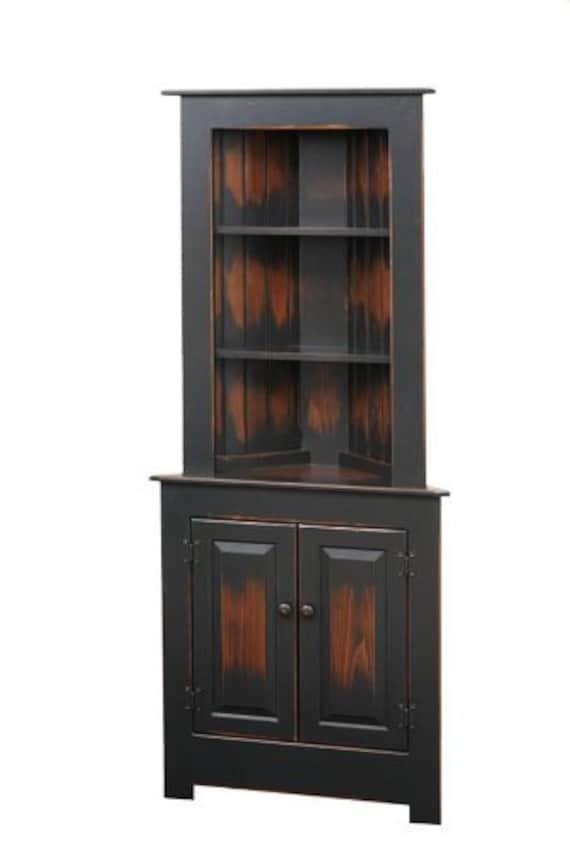 Farmhouse Corner Cabinet Legacy Black Etsy