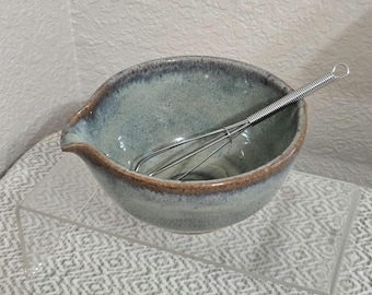 Tazón de batidor de cerámica esmaltada de 12 oz, pico vertedor con apoyo para el pulgar