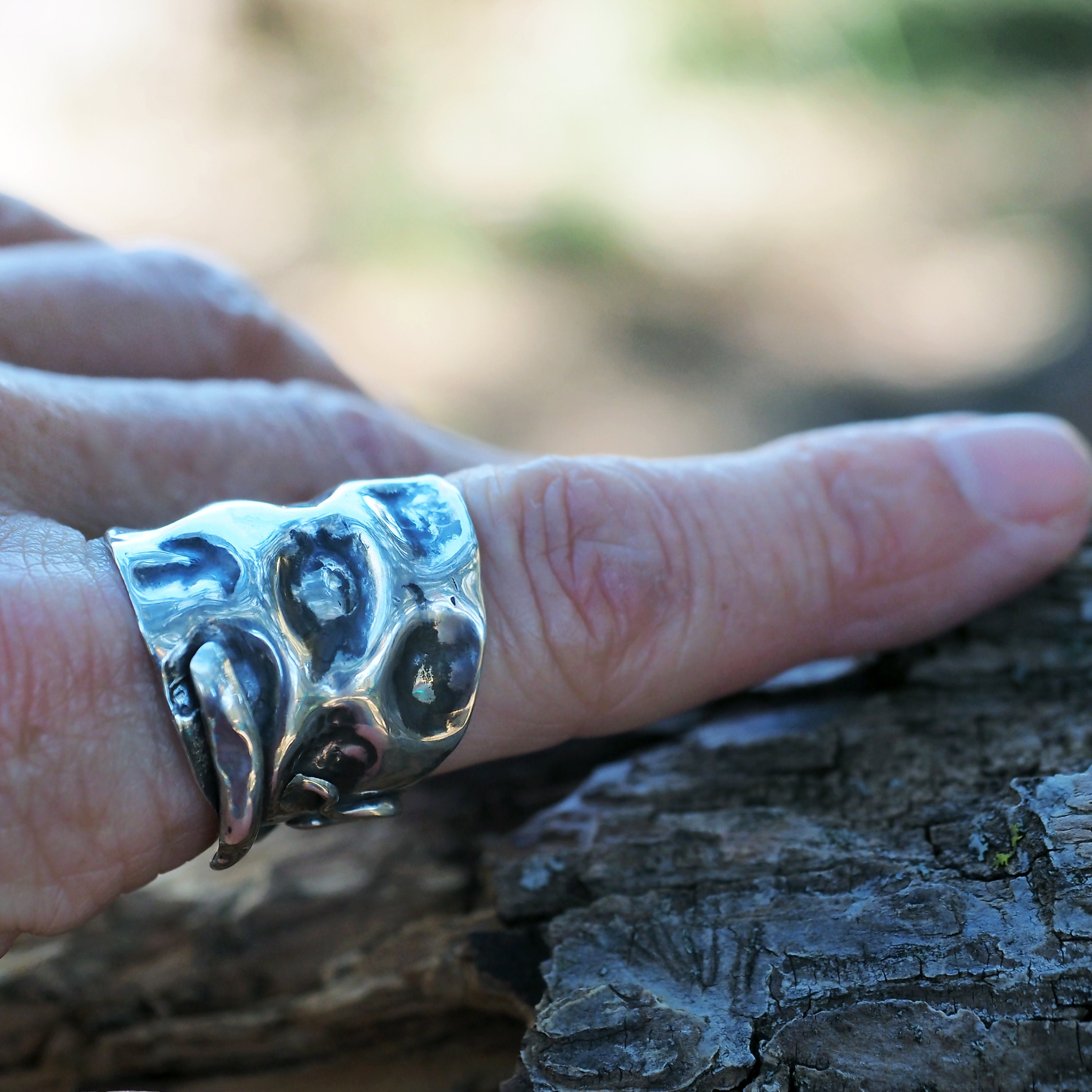 Sterling Silver Wide Band Chunky Ring - Etsy