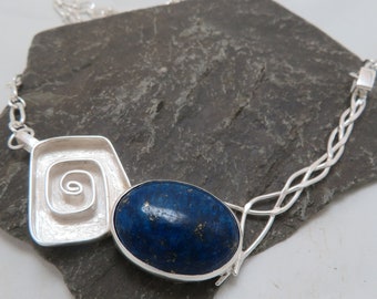 Sterling silver necklace with lapis lazuli