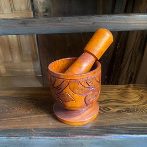 Large Wooden Mortar and Pestle – Handcrafted  Hawaiian Tiki