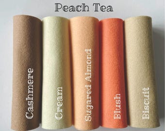 100% Wool Felt Pack: 20 x 30cm Sheets, 5 x sheets 'Peach & Cream'