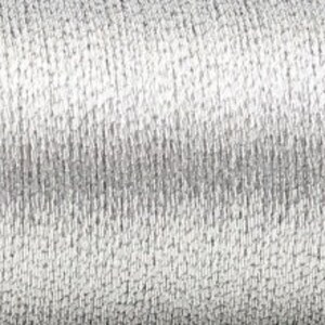May include: A spool of silver metallic thread.