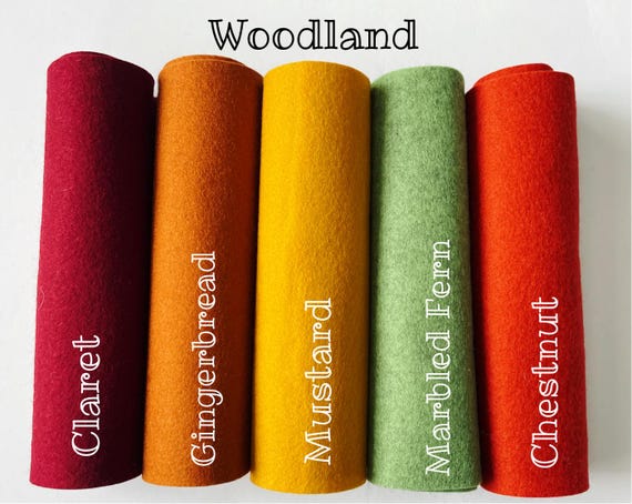 100% Wool Felt Pack: Woodland Palette, 5 Sheets (20x30cm), Non-Toxic Dyes