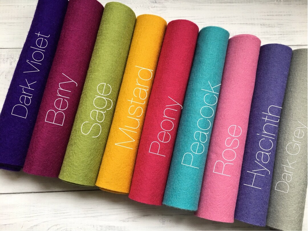 100 Wool Felt 'muted Vintage' Colour Palette Pack 10 A4 Sheets, 1.2mm