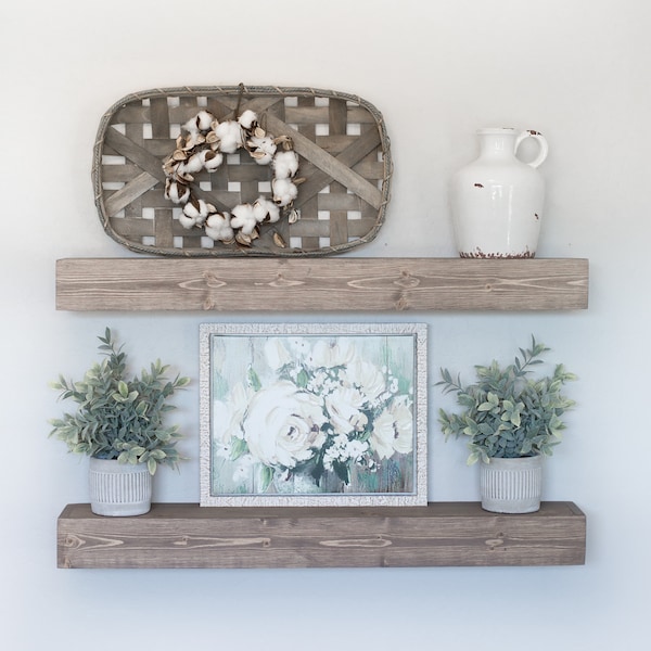 Floating Shelf | Wooden Shelf | Floating Shelves | Farmhouse Decor | Rustic Floating Shelf | Ledge Shelf | Bracket Shelf | Modern Shelves
