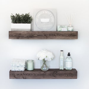 Floating Shelf Wooden Shelf Floating Shelves Farmhouse Decor Rustic Floating Shelf Ledge Shelf Bracket Shelf Modern Shelves image 1