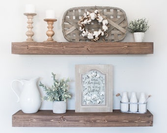 Floating Shelf | Wooden Shelf | Floating Shelves | Farmhouse Decor | Rustic Floating Shelf | Ledge Shelf | Bracket Shelf | Modern Shelves