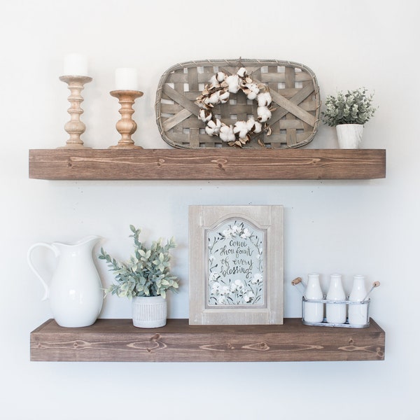 Floating Shelf | Wooden Shelf | Floating Shelves | Farmhouse Decor | Rustic Floating Shelf | Ledge Shelf | Bracket Shelf | Modern Shelves