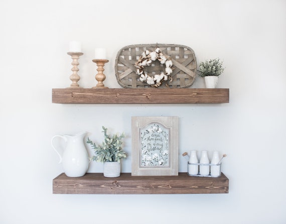 Floating Shelf | Wooden Shelf | Floating Shelves | Farmhouse Decor | Rustic Floating Shelf | Ledge Shelf | Bracket Shelf | Modern Shelves