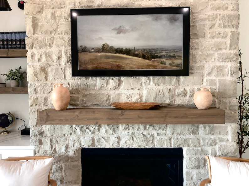 Fireplace Mantle Mantel Beam Floating Shelf Rustic Floating Shelf Wooden Floating Shelf Wood Shelving Farmhouse Decor Modern image 1