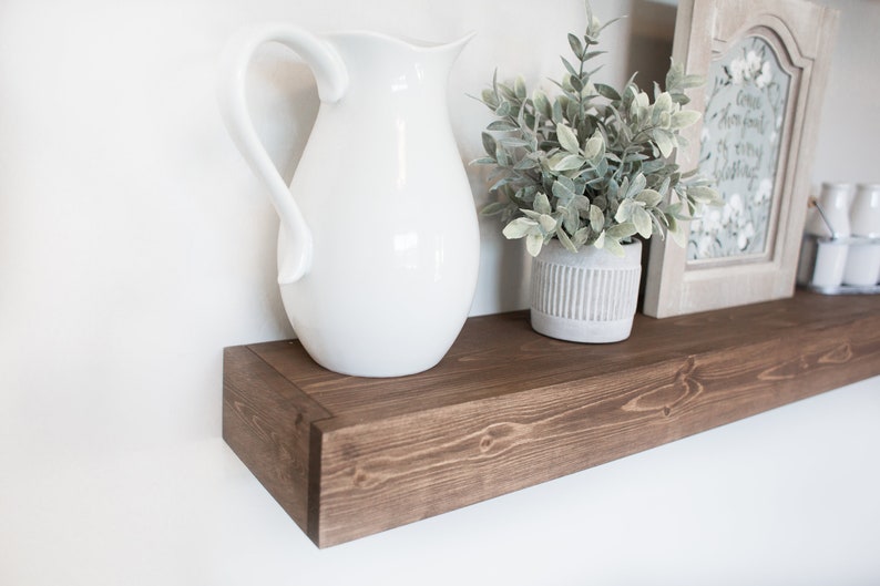 Floating Shelf Wooden Shelf Floating Shelves Farmhouse Decor Rustic Floating Shelf Ledge Shelf Bracket Shelf Modern Shelves image 3