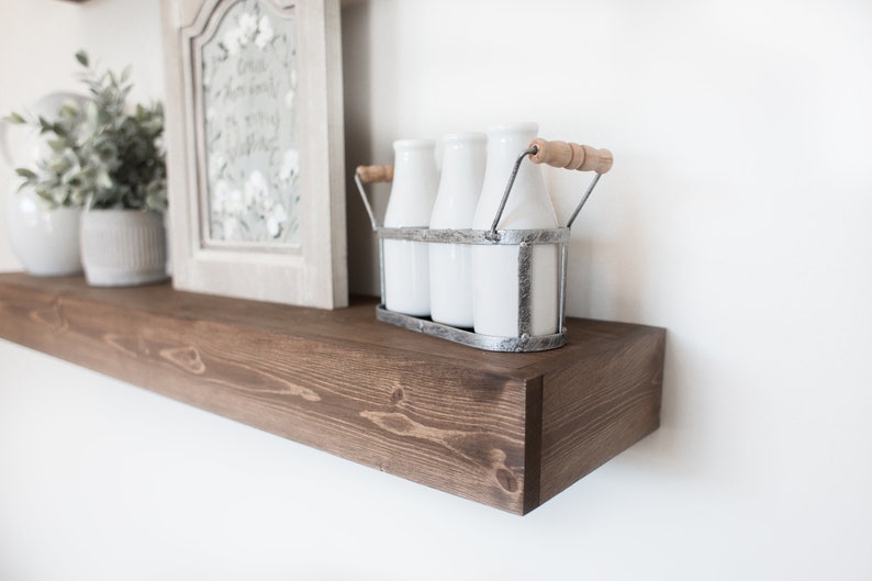 Floating Shelf Wooden Shelf Floating Shelves Farmhouse Decor Rustic Floating Shelf Ledge Shelf Bracket Shelf Modern Shelves image 4