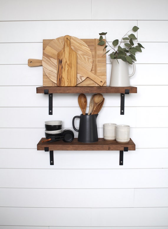 Black Metal Bracket Shelves Floating Open Shelving Image 0
