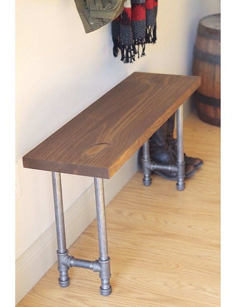 Rustic Industrial Bench Pipe Leg Bench Wooden Bench Rustic Etsy