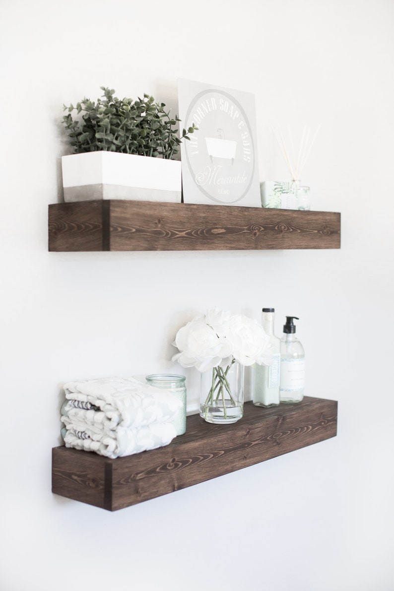 Floating Shelf Wooden Shelf Floating Shelves Farmhouse Decor Rustic Floating Shelf Ledge Shelf Bracket Shelf Modern Shelves image 2