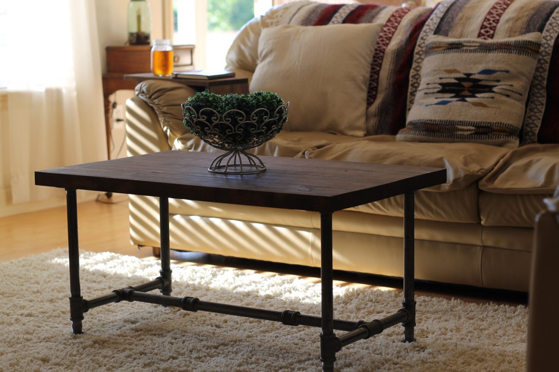 Espresso Rustic Industrial Coffee Table Rustic Home Decor Etsy